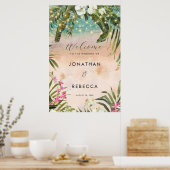 Tropical Orchid Lights Bruiloft Welkomstbord poste Poster (Keuken)