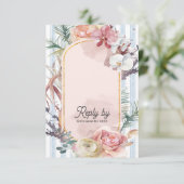 Tropical Orchid QR Code Destination Wedding RSVP Kaartje (Staand voorkant)