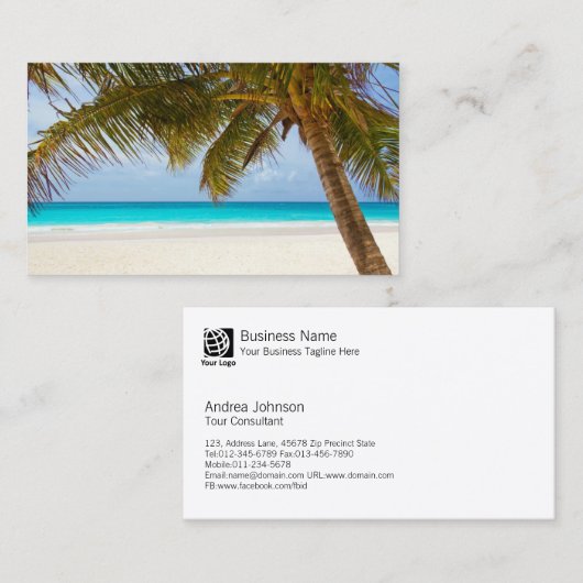 Tropical Palm Beach Landscape Visitekaartje (Voorkant / Achterkant)