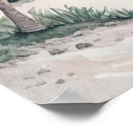Tropical Palm Beach Watercolor Poster (Hoek)