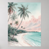 Tropical Palm Beach Watercolor Poster (Voorkant)