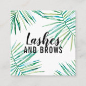 TROPICAL PALM BLAADJES waterverf botanisch Vierkante Visitekaartje (Voorkant)