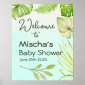 Tropical Palm Boy Baby shower Welkomstbord Poster (Voorkant)