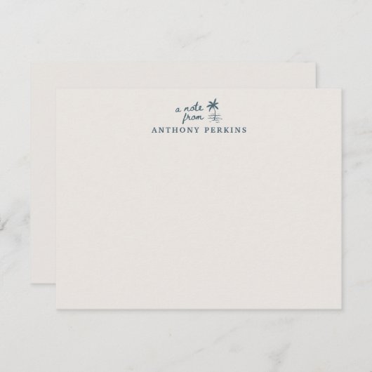 Tropical Palm Coastal Beach Personalized Note Card Kaart (Voorkant / Achterkant)