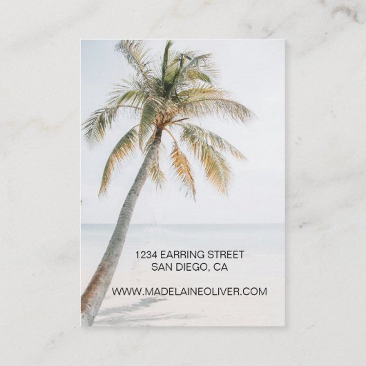 Tropical Palm Coastal Ketting Display Visitekaartje (Achterkant)