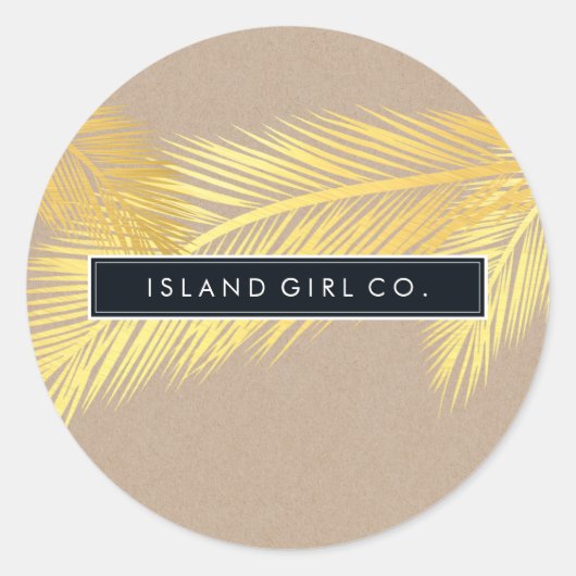 TROPICAL PALM FRONDS schattig goud folie vet kraft Ronde Sticker (Voorkant)