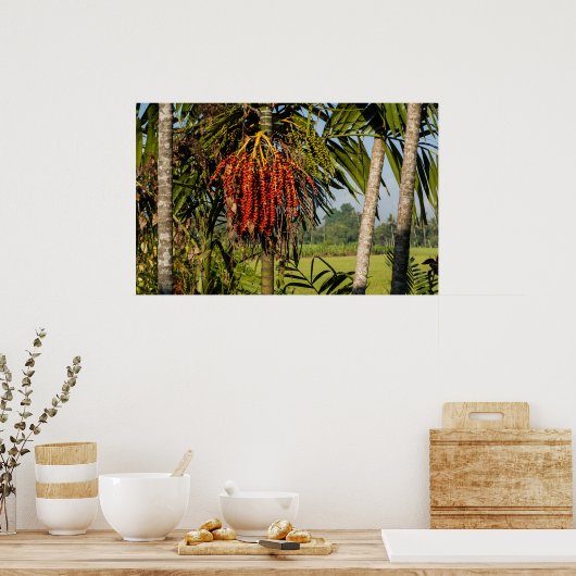 Tropical Palm Fruit Island Landscape Poster Print (Keuken)