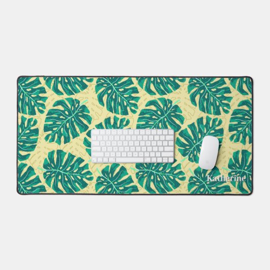 Tropical Palm Green Beige Bureaumat (Keyboard & Muis)