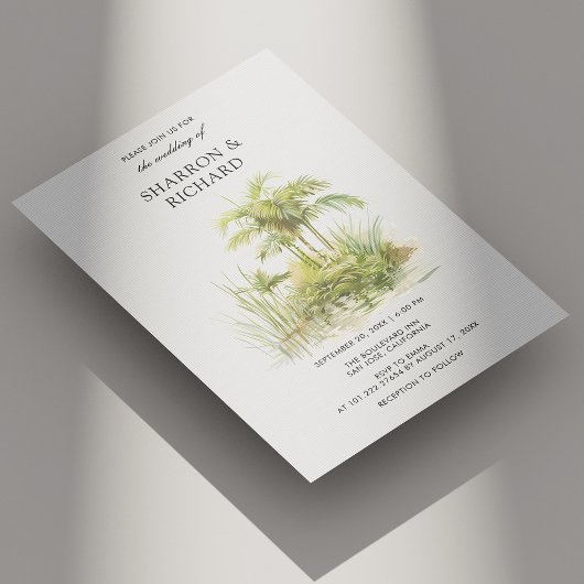 Tropical Palm Greenery Wedding Uitnodiging