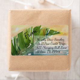 Tropical Palm Leaf Beach Scene Shipping Etiket