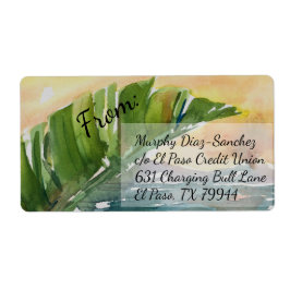 Tropical Palm Leaf Beach Scene Shipping Etiket