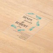 Tropical Palm Leaf Blauwgroen bruiloft uitnodiging (Laagn)