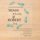 Tropical Palm Leaf Blauwgroen bruiloft uitnodiging (Voorkant)