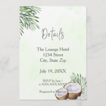 Tropical Palm Leaf & Coconut Details Card