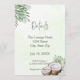 Tropical Palm Leaf & Coconut Details Card Kaart