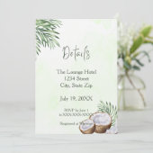Tropical Palm Leaf & Coconut Details Card Kaart (Staand voorkant)