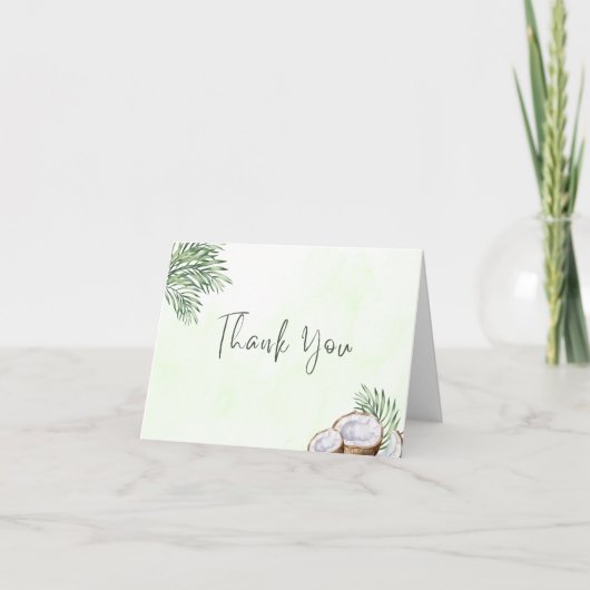 Tropical Palm Leaf & Coconut Thank You Card Bedankkaart (Voorkant)
