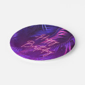 Tropical Palm Leaf Happy Birthday Paper Plate Papieren Bordje (Gekanteld)