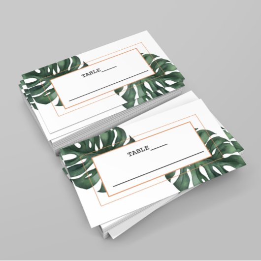 Tropical Palm Leaf Monstera Place Card Visitekaartje