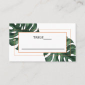 Tropical Palm Leaf Monstera Place Card Visitekaartje (Voorkant)