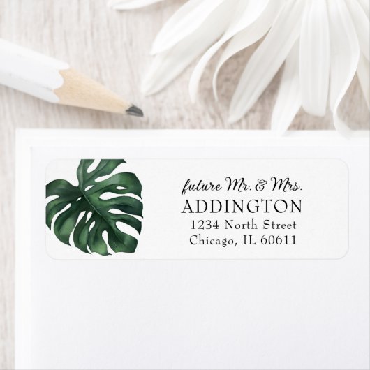Tropical Palm Leaf Return Address Label (Insitu)