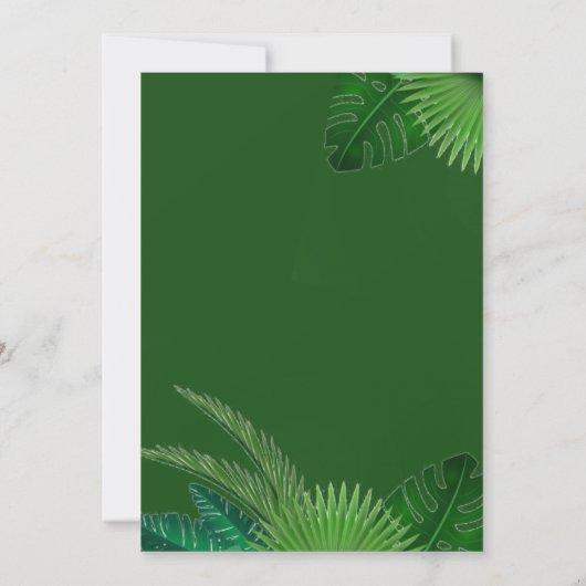 Tropical Palm Leaf Script Save-the-Date Uitnodigin Kaart (Achterkant)