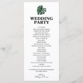 Tropical Palm Leaf Wedding Flat-programma Programmakaart (Achterkant)
