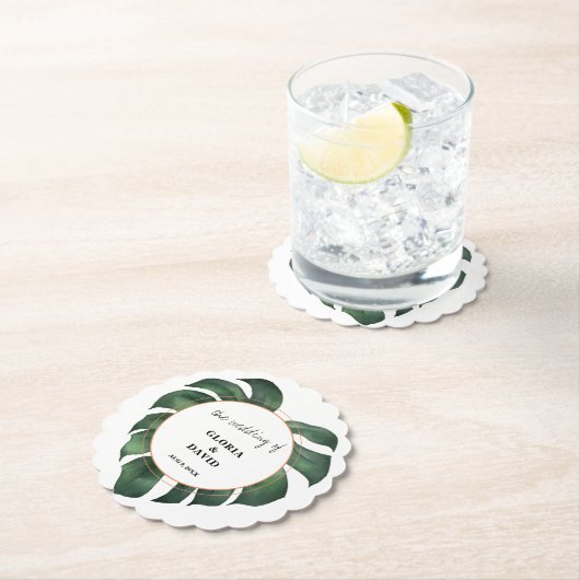 Tropical Palm Leaf  Wedding Kartonnen Onderzetters (Insitu)