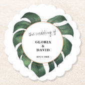 Tropical Palm Leaf  Wedding Kartonnen Onderzetters (Voorkant)