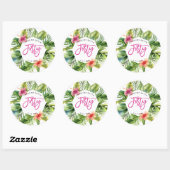 Tropical Palm Leaves 40e verjaardagsfeestje sticke Ronde Sticker (Vel)