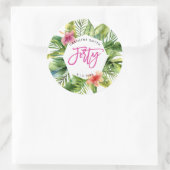 Tropical Palm Leaves 40e verjaardagsfeestje sticke Ronde Sticker (Tas)