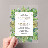 Tropical Palm Leaves Gold Wedding Acryl Uitnodigingen (Insitu (Draagbaar))