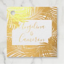 Tropical Palm Leaves Island Bruiloft ECHTE FOLIE Bedankjes Labels