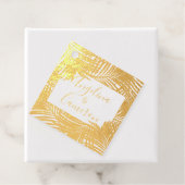 Tropical Palm Leaves Island Bruiloft ECHTE FOLIE Bedankjes Labels (Met doos)