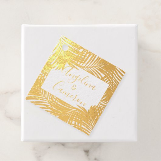 Tropical Palm Leaves Island Bruiloft ECHTE FOLIE Bedankjes Labels (Met doos)
