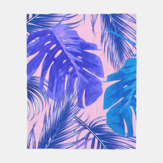 Tropical palm leaves, jungle leaves seamless flora fleece deken