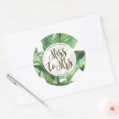 Tropical Palm Leaves Miss aan Mrs Favus sticker (Envelop)