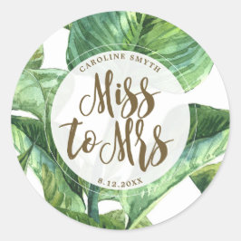 Tropical Palm Leaves Miss aan Mrs Favus sticker