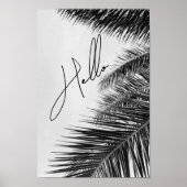 Tropical Palm Leaves Modern Cursive Font Hello  Poster (Voorkant)