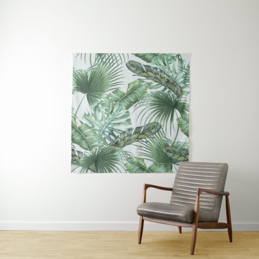 Tropical palm leaves, monstera, banana leaf, jungl wandkleed (In situ)