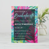 Tropical Palm Leaves Neon vrijgezellenfeest Kaart (Staand voorkant)