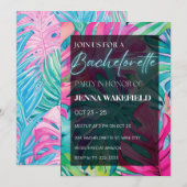 Tropical Palm Leaves Neon vrijgezellenfeest Kaart (Voorkant / Achterkant)