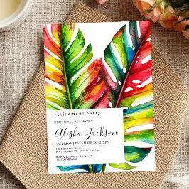 Tropical Palm Leaves Retirement Party Invitation   Kaart