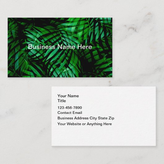 Tropical Palm Leaves Theme Business Cards Visitekaartje (Voorkant / Achterkant)