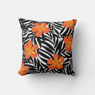 Tropical palm leaves, vintage applique style. kussen