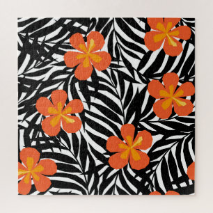 Tropical palm leaves, vintage applique style. legpuzzel