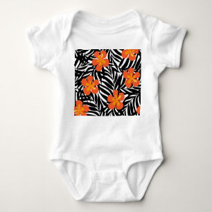 Tropical palm leaves, vintage applique style. romper