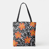 Tropical palm leaves, vintage applique style. tote bag (Achterkant)