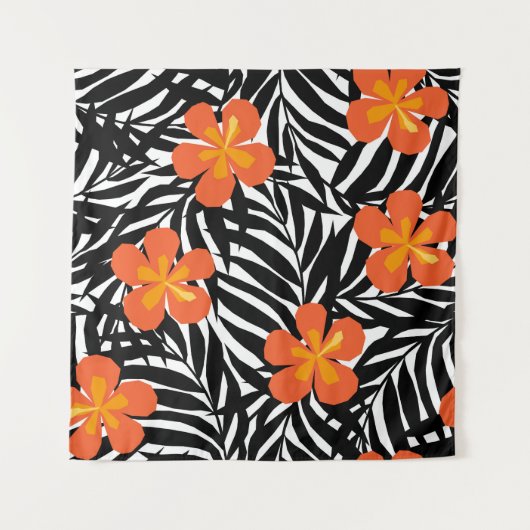 Tropical palm leaves, vintage applique style. wandkleed (Voorkant)