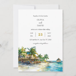 Tropical Palm Paradise Travel Sandy Beach Wedding Kaart
